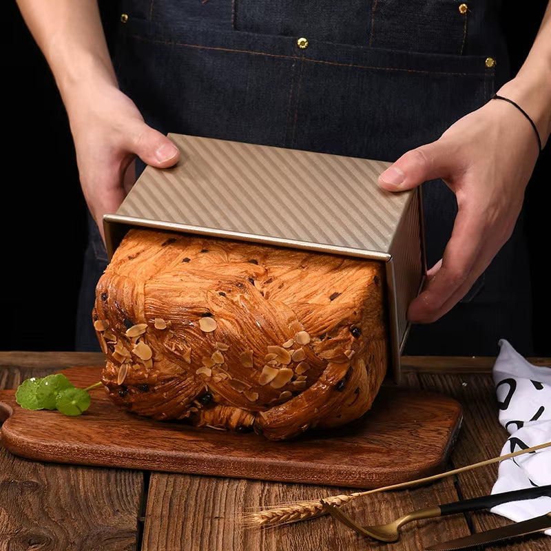 Rectangular Bread Mold with Cover Bread Baking Tray Cake Toast Non-Stick Toast Box with Lid Aluminized Steel Kitchen Accessory
