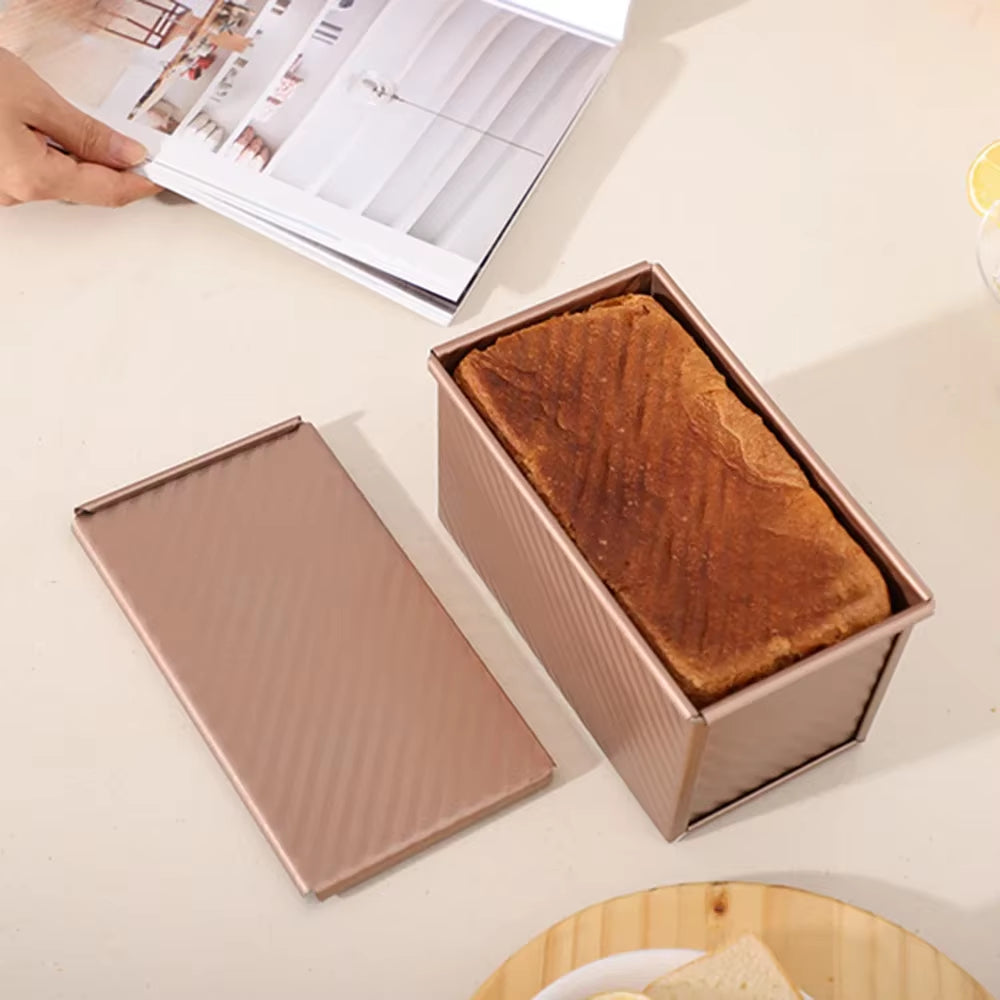 Rectangular Bread Mold with Cover Bread Baking Tray Cake Toast Non-Stick Toast Box with Lid Aluminized Steel Kitchen Accessory