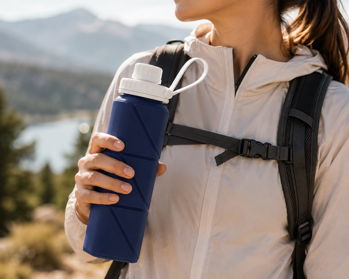 21 oz Foldable Silicone Water Bottle