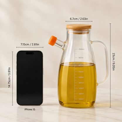 1000ML Easy Pour Glass Container With Wood Lid