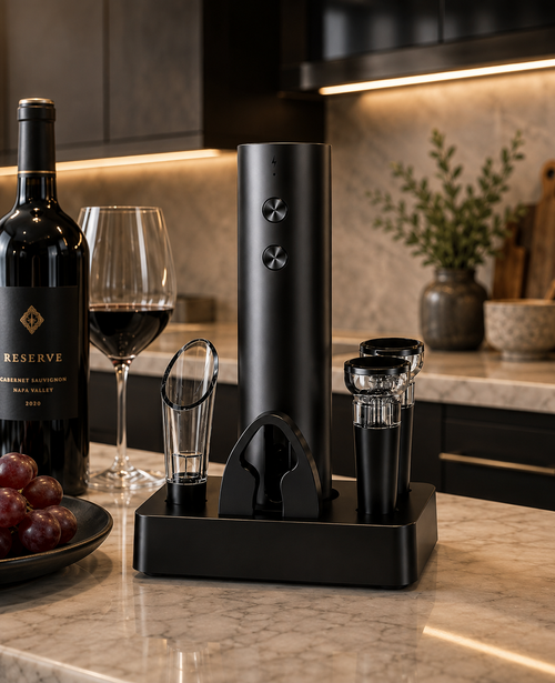 Premium Electric Wine Opener Gift Set - Black